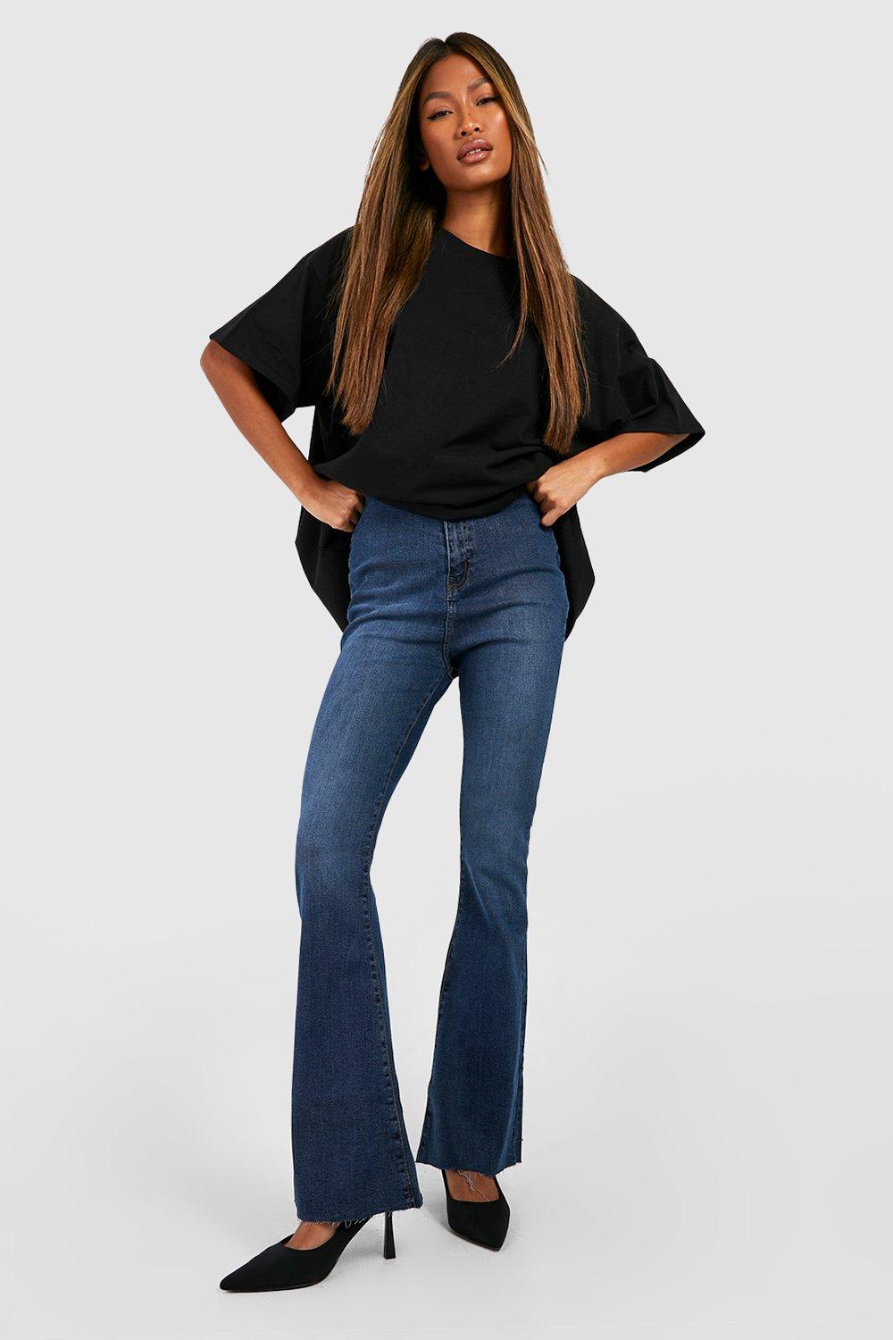 High Waisted Flared Jeans boohoo NO